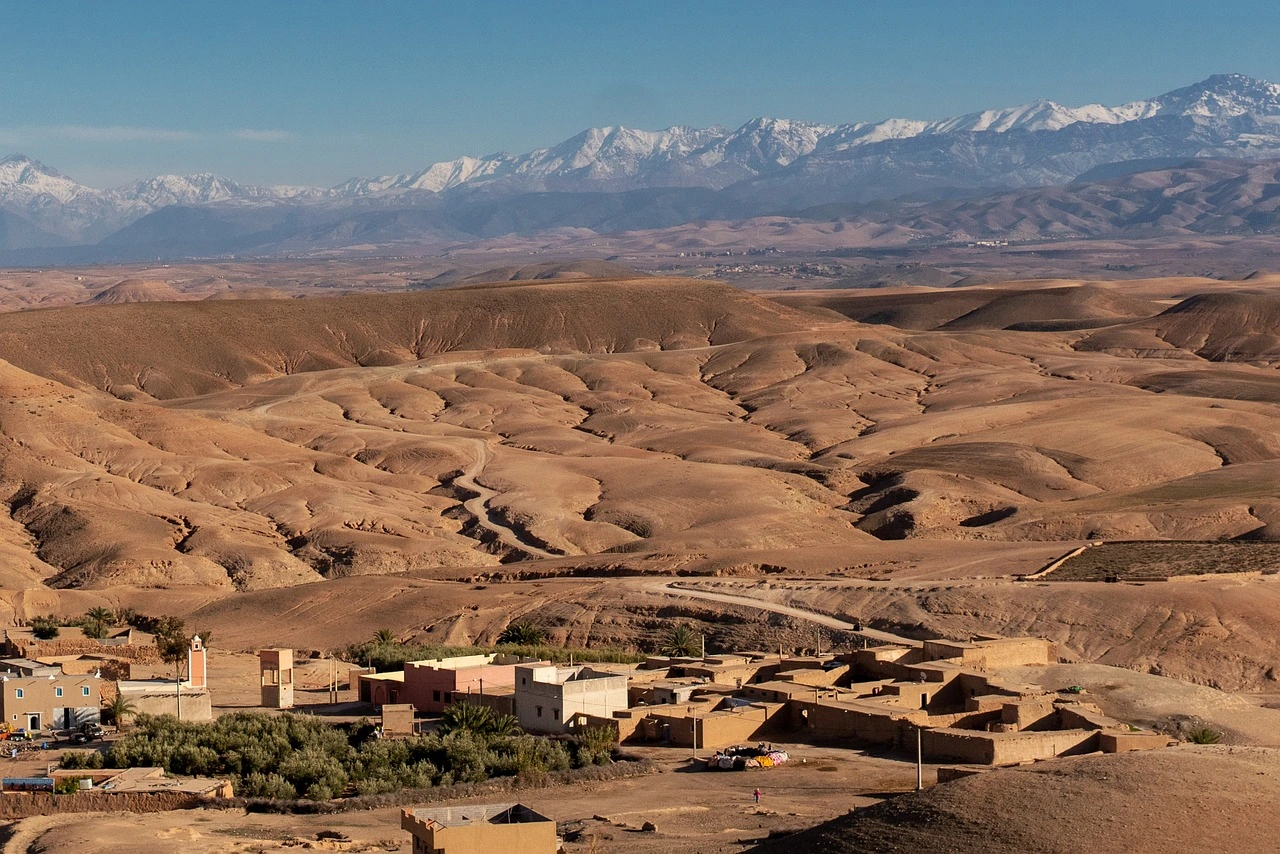 Vue aérienne du désert marocain.